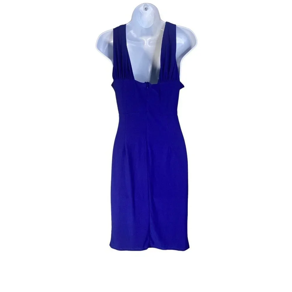 Marina Womens Cobalt‎ Blue Knee Length Sleeveless Twist L Draped Dress Size M